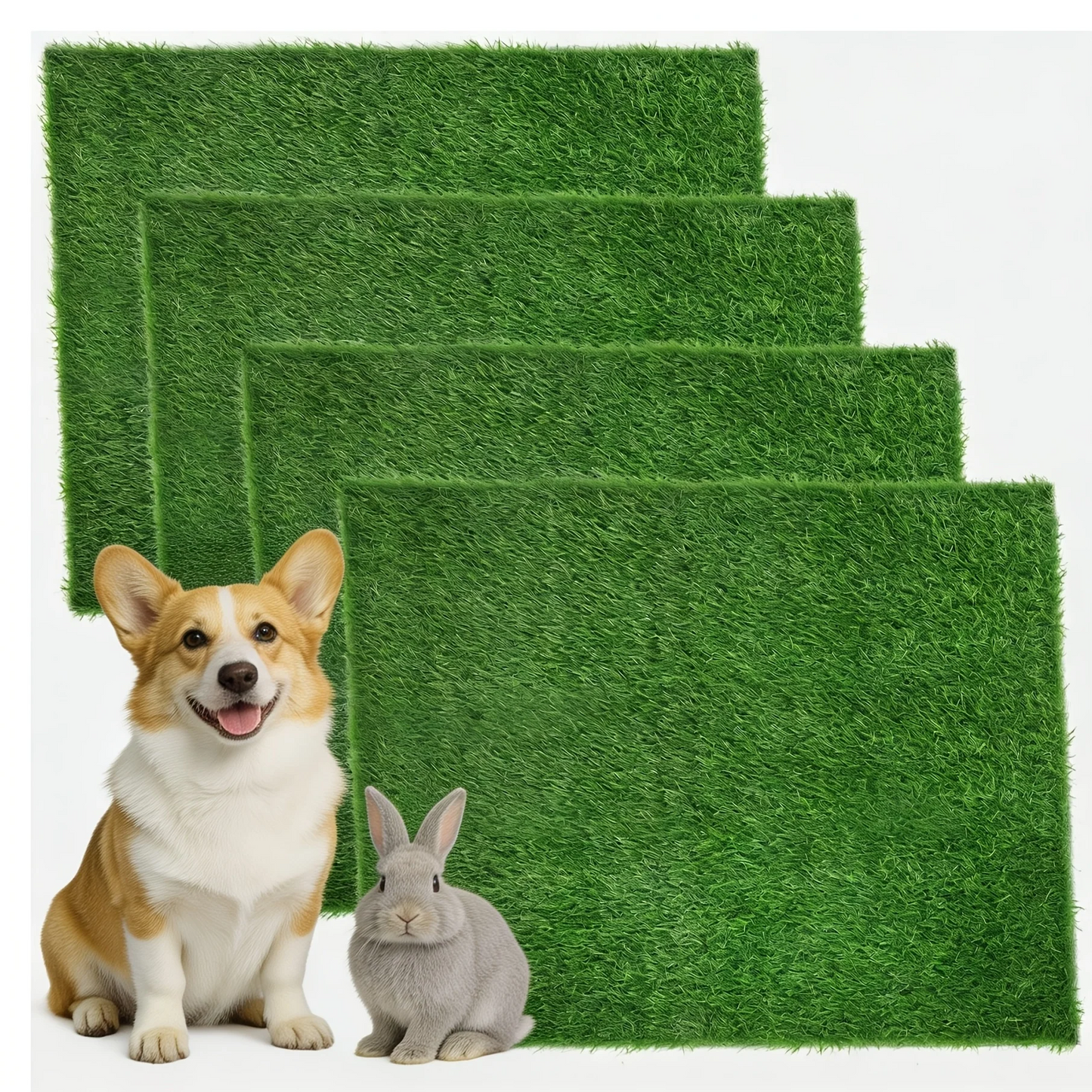Dog Potty Training Grass Mat - 2 Pack Washable Artificial Turf Pad with Odor Control & Drainage, Reusable Indoor Outdoor Pet Pee Mat for Puppies & Adult Dogs