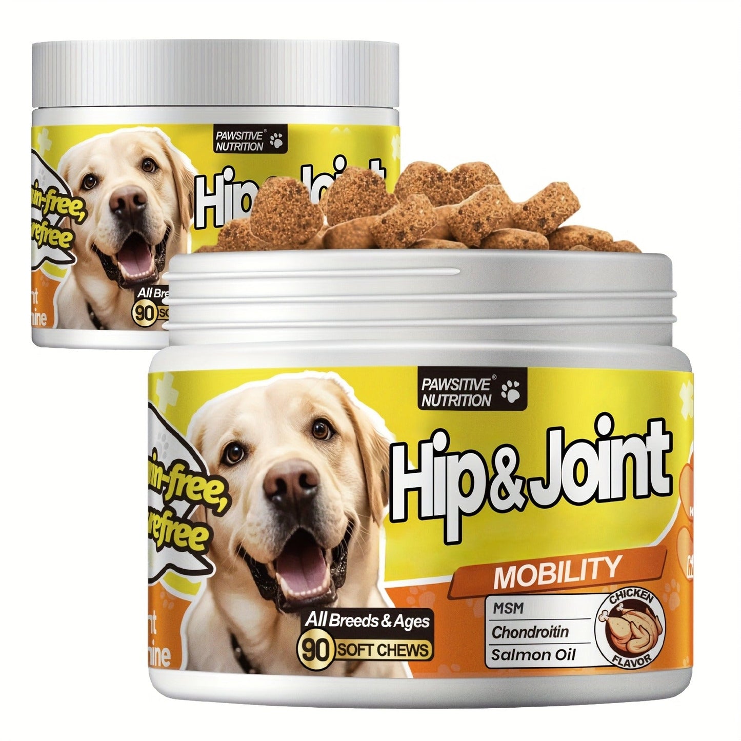 Hip & Joint Supplement for Dogs with Glucosamine & Chondroitin - MSM, Alaskan Salmon Oil Soft Chews for Mobility & Flexibility, Advanced Joint Care for All Breeds, Chicken Flavor, 90 Count