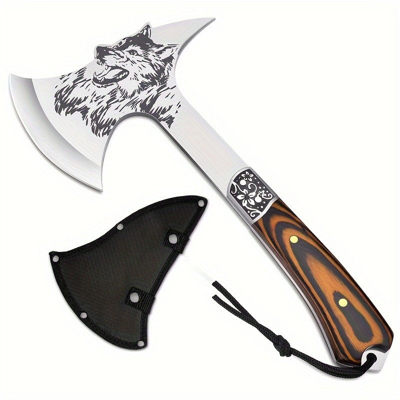 Tactical Axe Set Outdoor Multifunctional Knife Tool Card 3-4 Piece Kit for Hiking Camping BBQ Survival Wolf Head Axe Option