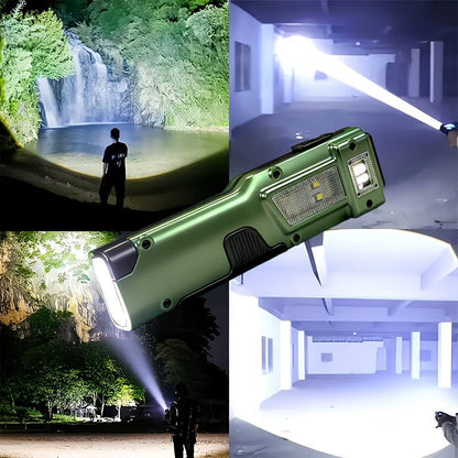 Tactical LED Flashlight EDC Flat Design - 3000 Lumen Rechargeable Torch, 8 Modes UV Light, Aluminum Body, Digital Display, 100M Range for Camping, Hiking & Emergency