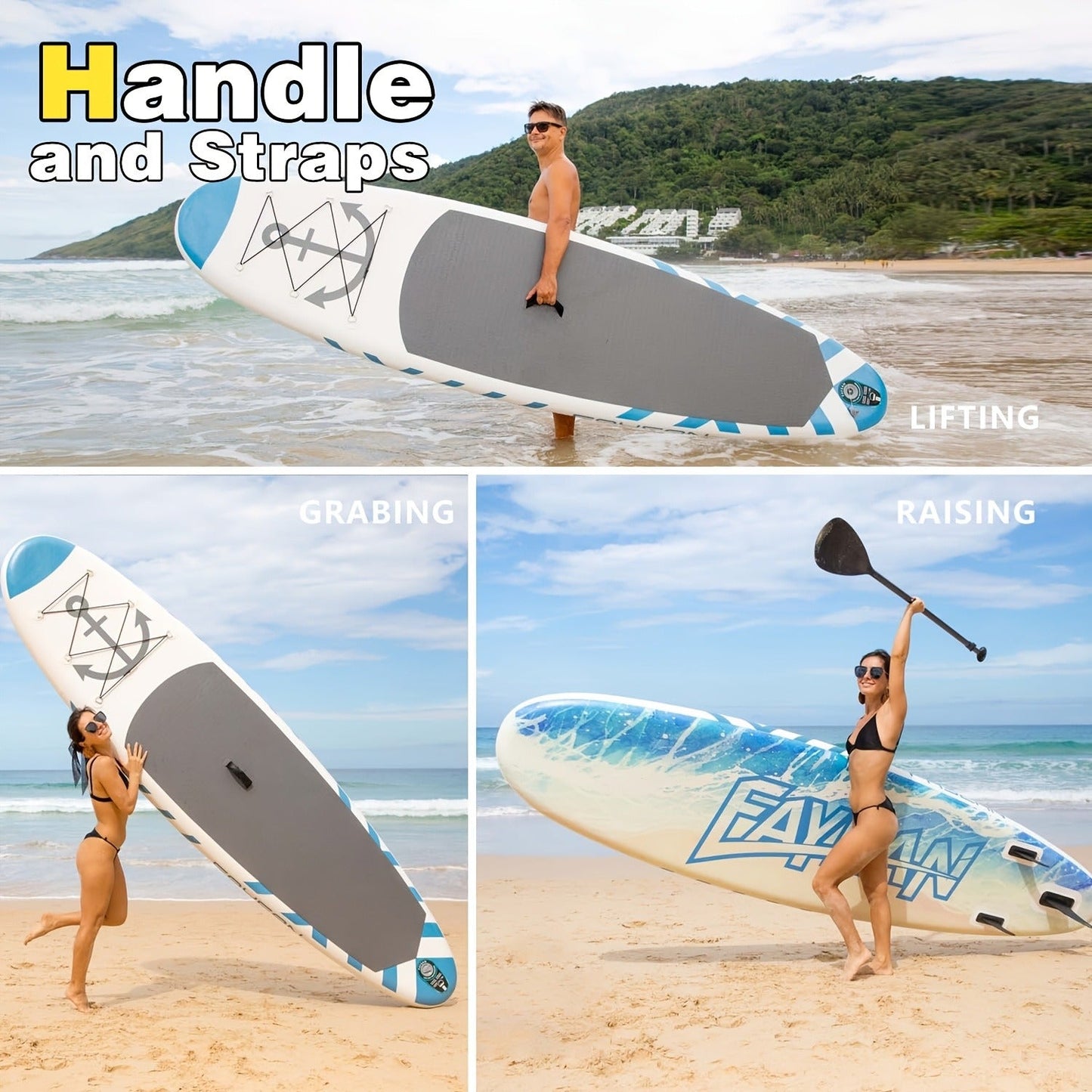 All-Around SUP Board 10.6ft Extra Wide Inflatable Paddle Board 400lbs Capacity with Accessories Safety Leash for Yoga Fishing Surfing All Skill Levels Family