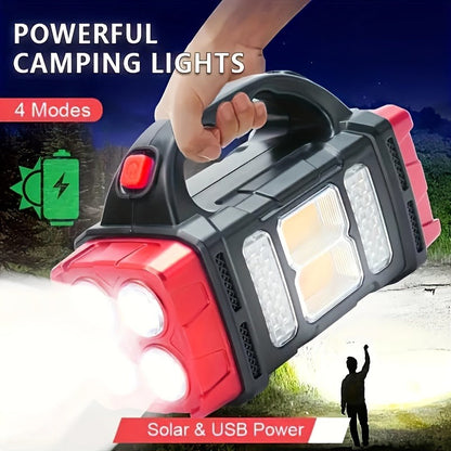 Rechargeable Solar Flashlight 2000 Lumen LED Torch with Power Bank USB-C Charging for Camping Hiking Outdoor Emergency