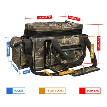 Fishing Tackle Bag Camo Durable Nylon Shoulder Carry Zipper Fishing Gear Storage Bag for Hiking Travel Outdoor Fishing Camouflage Multiple Colors