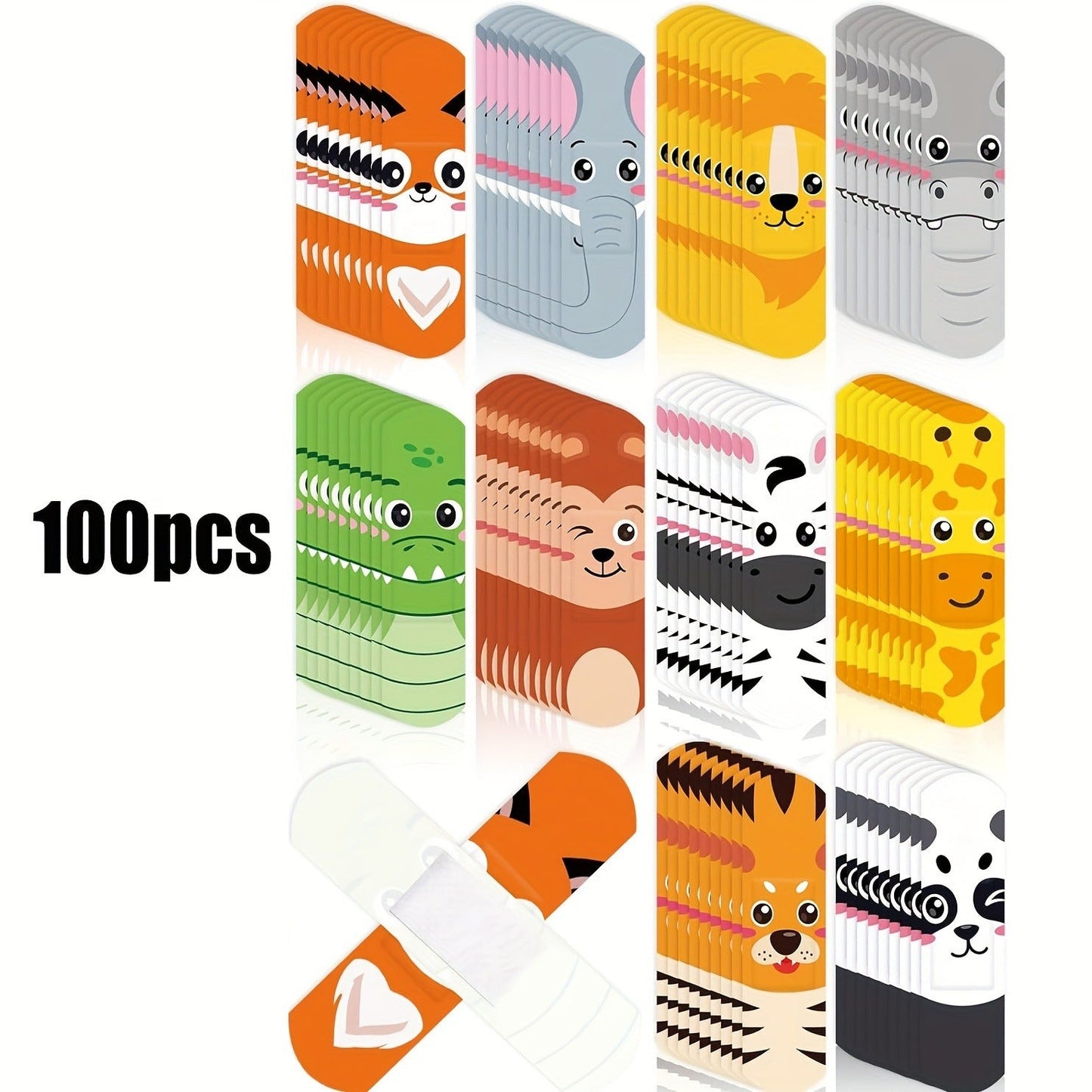Animal Print Bandages 200pcs - Cute Kids Adhesive Bandages with 10 Fun Animal Designs, PE Waterproof Wound Care Strips for Minor Cuts & Scratches, Family First Aid Kit Refill
