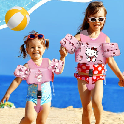 Toddler Swim Float Vest with Adjustable Straps - Sanrio Hello Kitty Pattern Kids Floating Jacket for Beginners Ages 1-9, Lightweight Water Safety Swim Aid for Boys Girls 20-66lbs, Pool Beach Lake