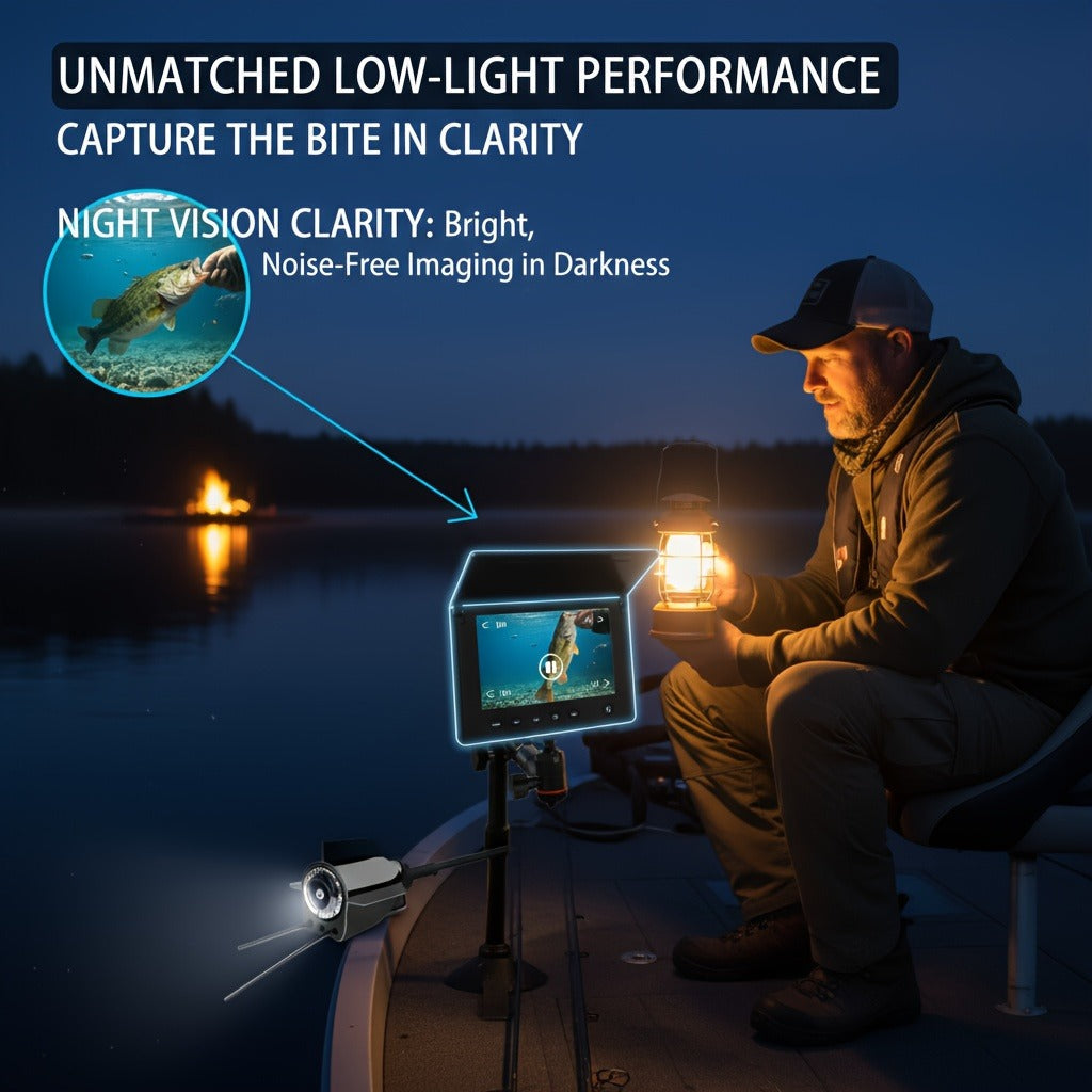 Underwater Fishing Camera with 4.3" HD Screen - Fish Finder with 140° Wide Angle Lens, Fish-Attracting Light, Shielded Cable for Ice Fishing, Lake & River, Gift for Fishing Enthusiasts