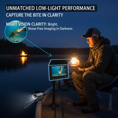 Underwater Fishing Camera with 4.3" HD Screen - Fish Finder with 140° Wide Angle Lens, Fish-Attracting Light, Shielded Cable for Ice Fishing, Lake & River, Gift for Fishing Enthusiasts