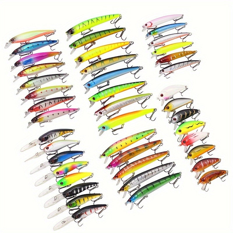 Minnow Fishing Lures Set 43pcs – Plastic Crankbait Hard Baits for Freshwater & Saltwater Angling