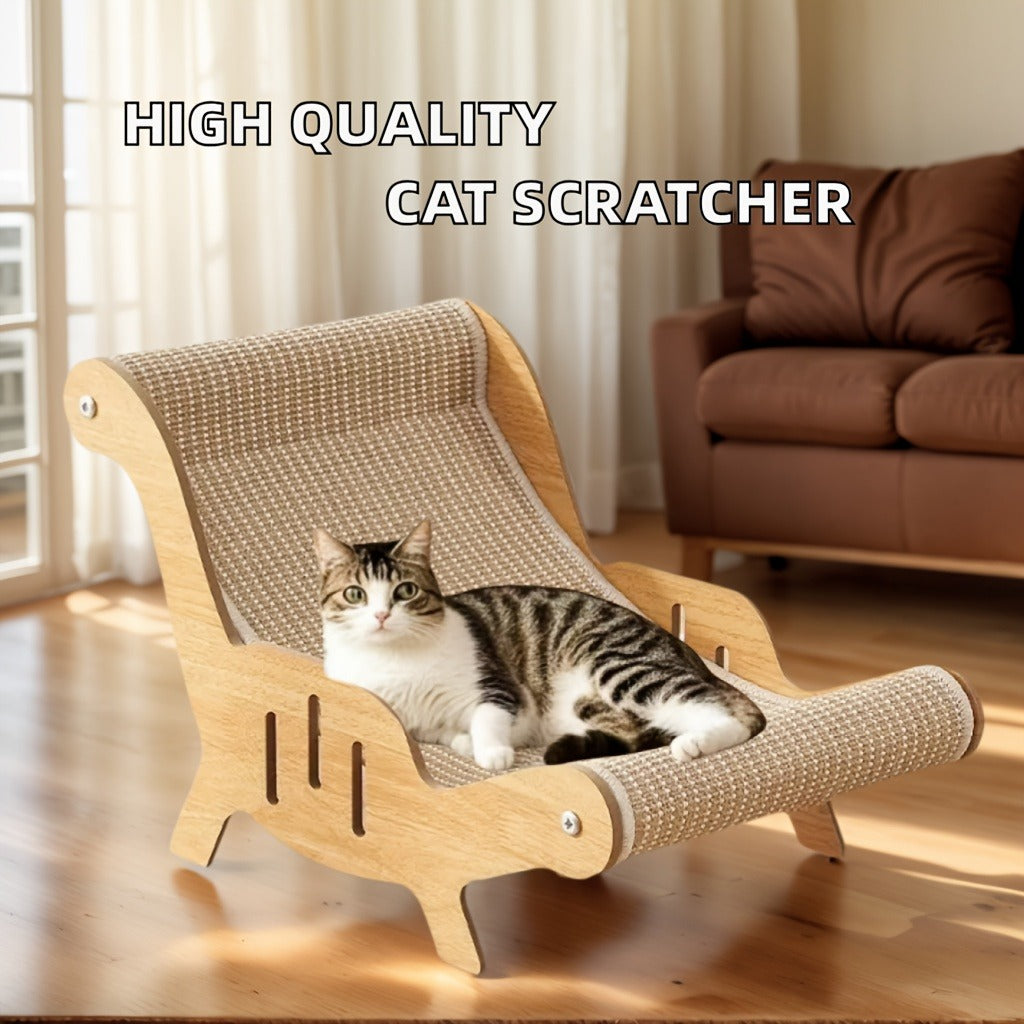 Cat Scratcher Lounge Pad Large Upgraded Sisal for Indoor Cats - Durable Stable Cat Furniture Scratch Board & Resting Mat, Combo Set Available with Leash & Collar