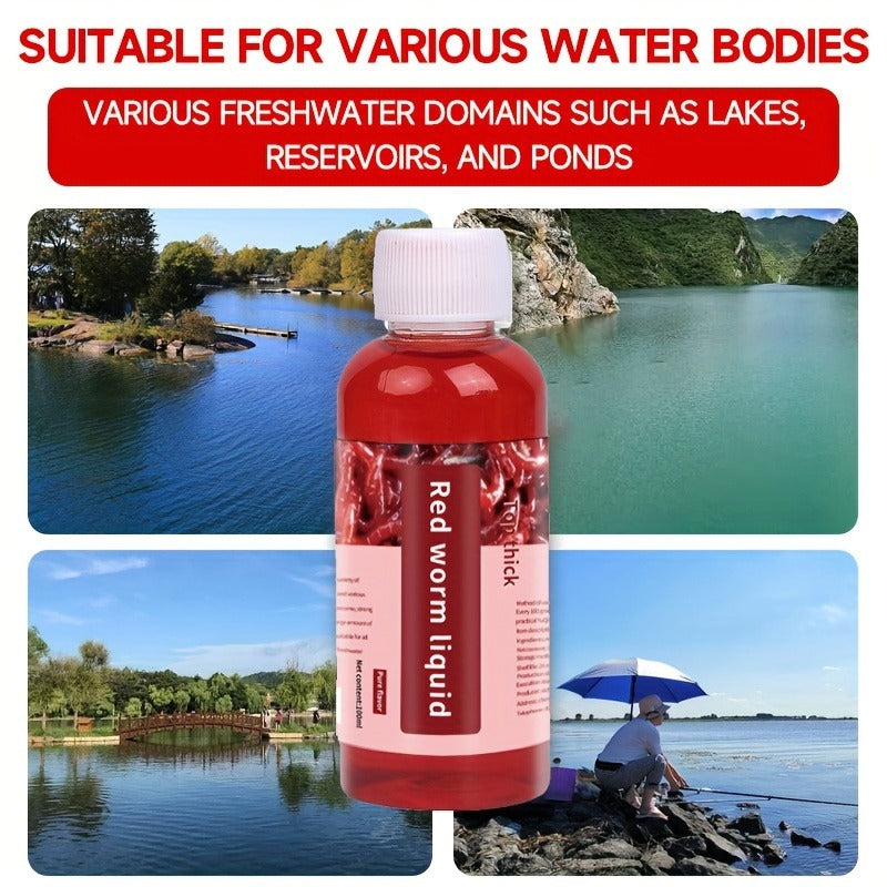 Liquid Fish Bait Red Worm Attractant – Powerful Fishing Bait Enhancer for Trout, Carp, Bass, Cod | 100ml Concentrated Fish Attractant Scent Lure