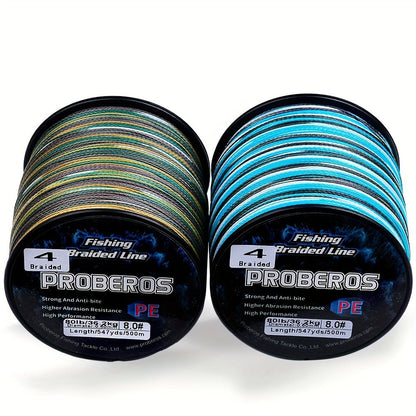 Braided Fishing Line 4 Strand 500M/547Yds - Abrasion Resistant Zero Stretch Superline 6LB-80LB, Multi-Color, Gray/Green/Camo