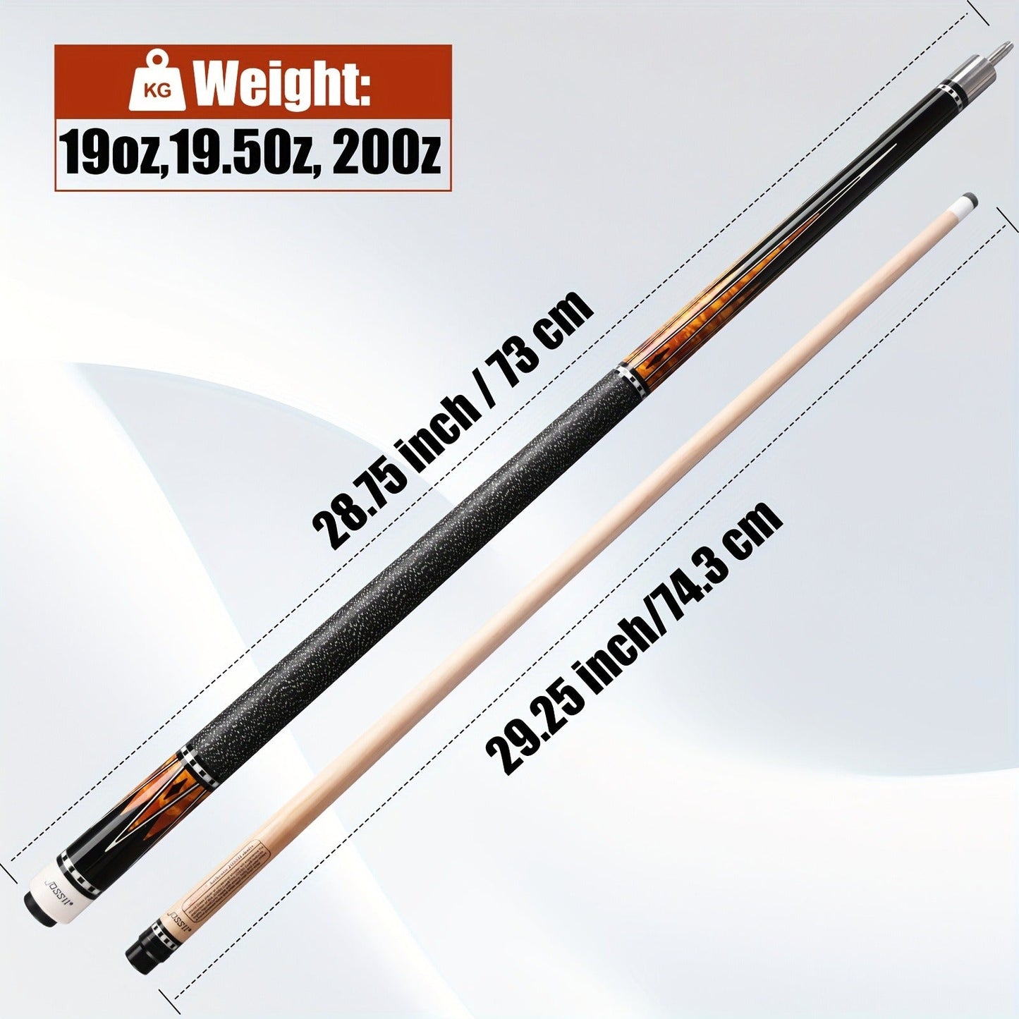 Professional Billiard Cue Stick 58 Inch Canadian Maple Wood – 12.5mm Tip, 19oz / 19.5oz / 20oz, Irish Linen Grip, 5 Color Options – Pool Cue for House, Bar & Club