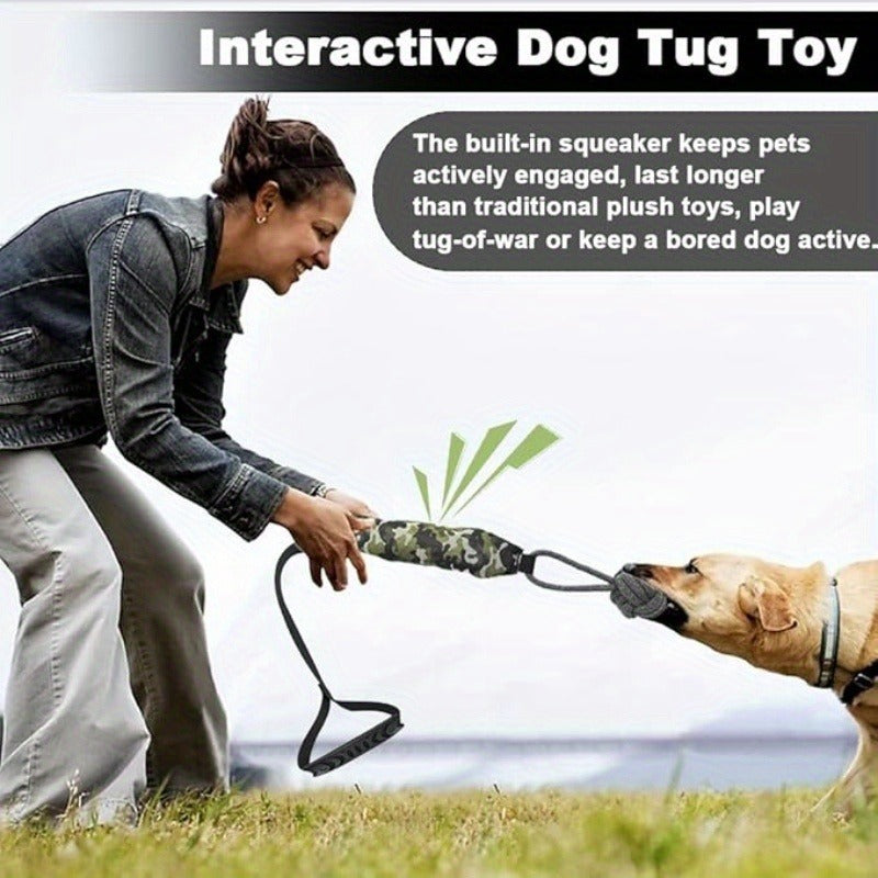 Dog Tug Rope Toy with Knotted Ball & Squeaker Interactive Tug-of-War Chew Toy for Medium Large Dogs - Training Rope Ball Toy in Corn Eagle Shark Camouflage Designs