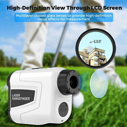 Golf Laser Rangefinder 1200 Yards Slope Compensation 6X Magnification Flag Lock HD Rechargeable USB Charging Anti-Vibration High Precision Quick Positioning White Stylish Design