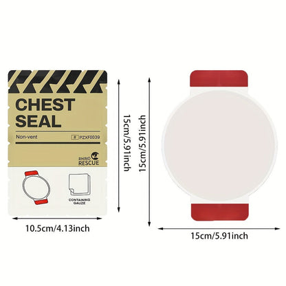 Non-Vented Chest Seal Emergency Trauma Dressing for Sucking Chest Wounds, Portable IFAK Medical Supply PA Nylon FSA HSA Eligible, Pack of 2 or 6 Tactical First Aid Chest Seal