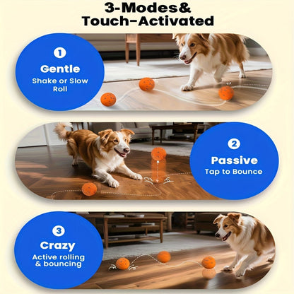 Automatic Moving Dog Ball Toy - Smart Motion-Activated Rolling & Rotating Ball for Medium Large Dogs, E-TPU Durable Bouncy Enrichment Toy for Dog Stimulation & Solo Interactive Play