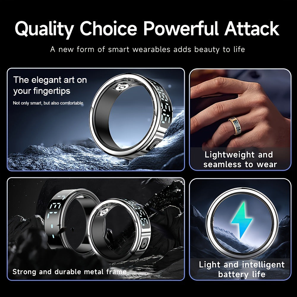 Stainless Steel Smart Ring | Fitness Monitor USB Charging Gift