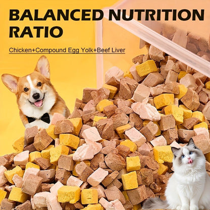 Freeze-Dried Dog Treats 150g Triple Combo - Beef Liver, Chicken & Egg Yolk Grain-Free High Protein Crunchy Bites for Small Dogs, Puppies, Poodles & Bichons, Training Rewards