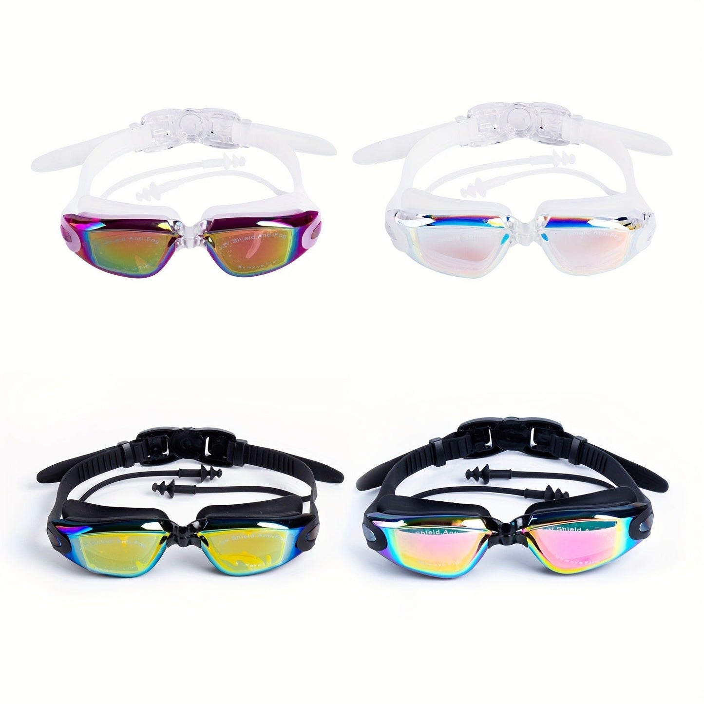 Anti-Fog Swimming Goggles for Adults – HD Clear Vision, Waterproof Silicone, Adjustable Strap, UV Protection for Pool & Outdoor Sports (4pcs)