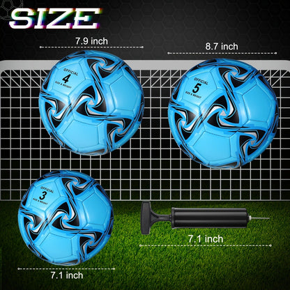 Soccer Balls Bulk 6 Pack Size 5 with Pump Official Size Indoor Outdoor Training Match Practice Game Balls for Kids Adults School Team Charity Donation Sport Gift