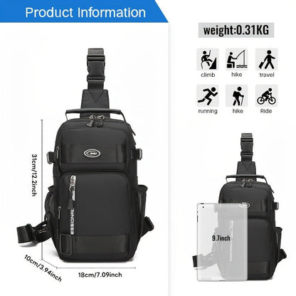 Crossbody Chest Bag Unisex Multipurpose Shoulder Sling Bag with Adjustable Strap Zipper Closure Versatile Carry Styles for Daily Use Travel Outdoor Black Grey