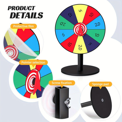 Tabletop Spinner Wheel 10 Slot - 8 Inch Heavy Duty Iron Base Prize Wheel for Carnival Games, Trade Show Spin Wheel, Party Supplies, Lucky Spin Game Wheel