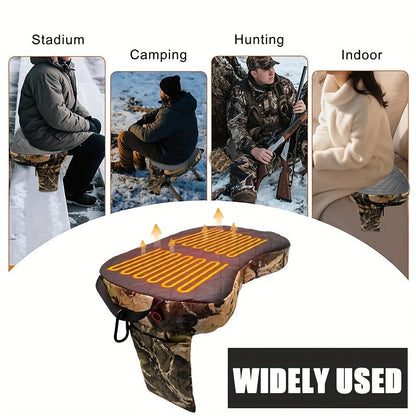 Heated Hunting Seat Foldable Camouflage – Portable Heated Cushion for Tree Stand, Ice Fishing & Outdoor Camping, Stays Warm in Cold Weather, Lightweight & Compact Design (Power Bank Not Included)