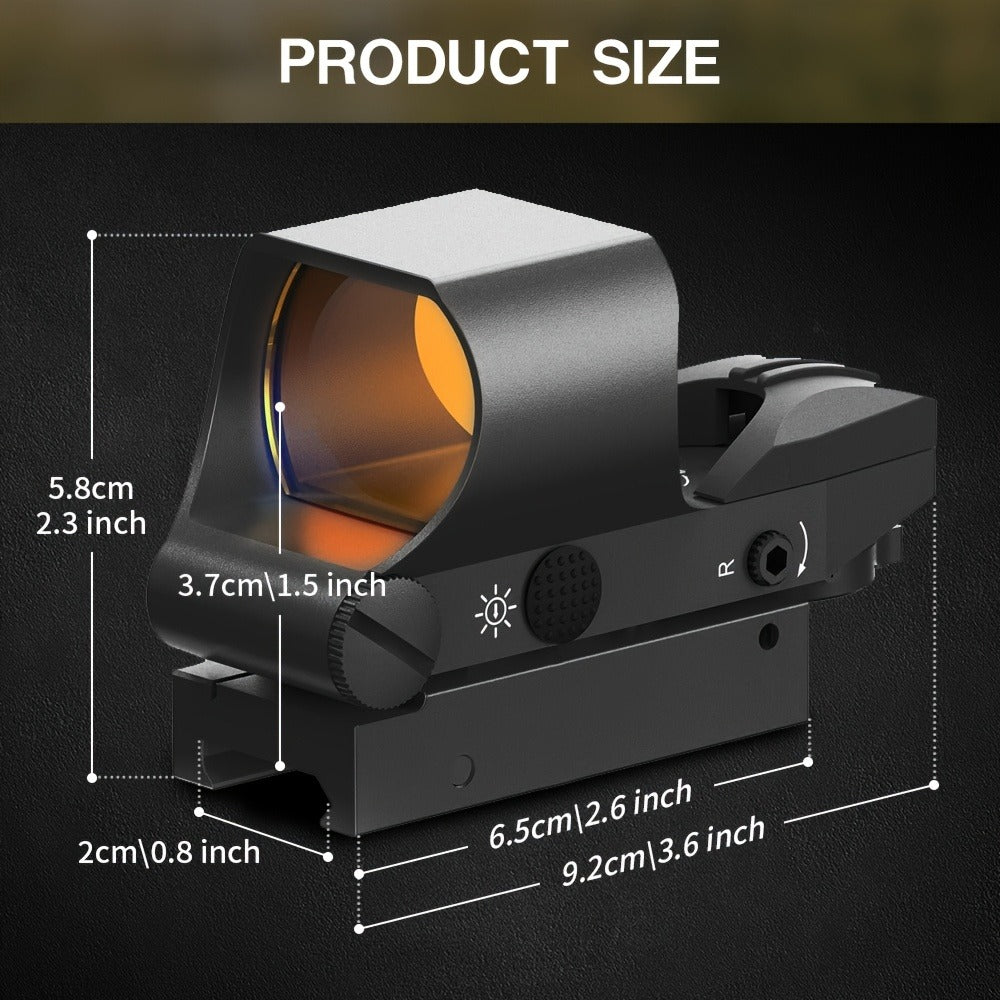 Holographic Red Dot Sight 40mm Lens 4 Reticles Day Night Tactical Scope