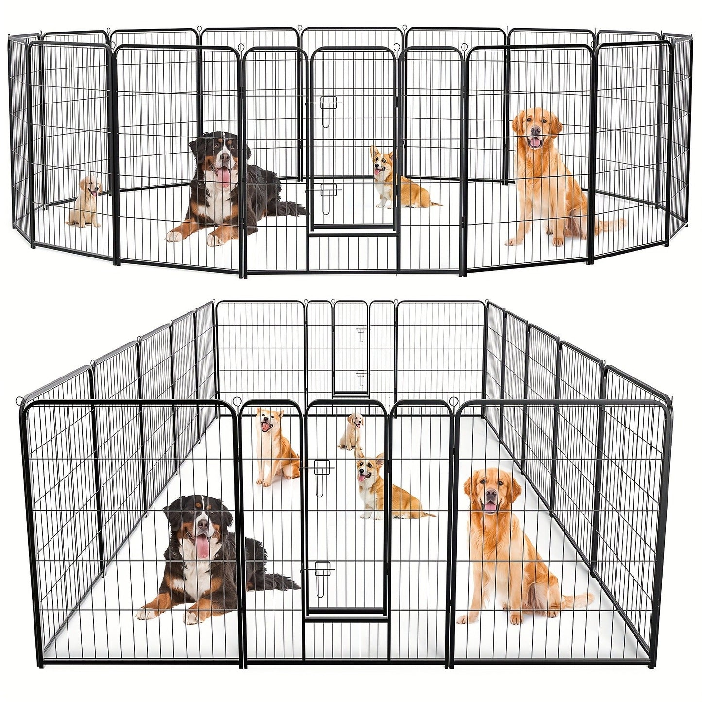 Dog Playpen Heavy Duty Foldable - 8 & 16 Panel Pet Exercise Pen for Large Medium Small Dogs, Portable Indoor Outdoor Puppy Pen for Yard Garden Camping RV, 24"/32"/40" Panel Height