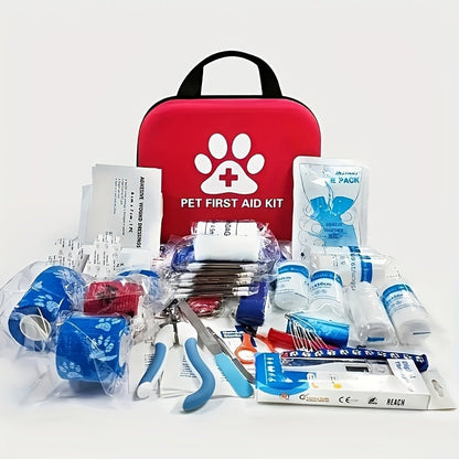 101-Piece Pet First Aid Kit with Portable Case - Multifunctional Emergency Dog & Cat Care Kit for Hiking, Camping, Backpacking, Hunting & Travel Outdoor Adventures