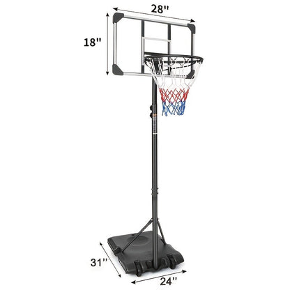 Height Adjustable Basketball Hoop 5.6-7Ft Portable Basketball System with 28" Backboard & Wheels for Outdoor Indoor Use