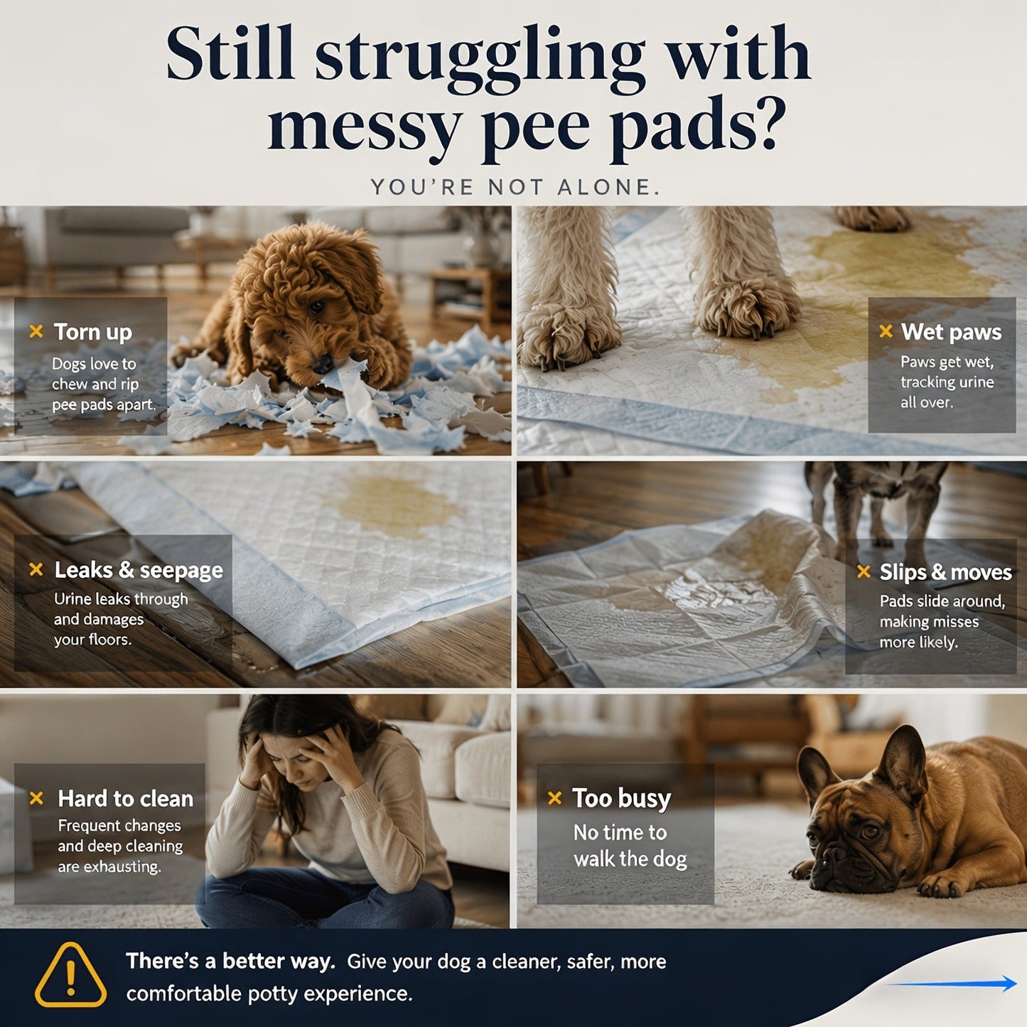 Indoor Dog Potty Tray with Removable Grating - Leak-Proof Puppy Training Toilet, Washable Pee Pad Holder for Apartments, Easy Clean Dog Bathroom, 7 Colors, Small & Large Sizes