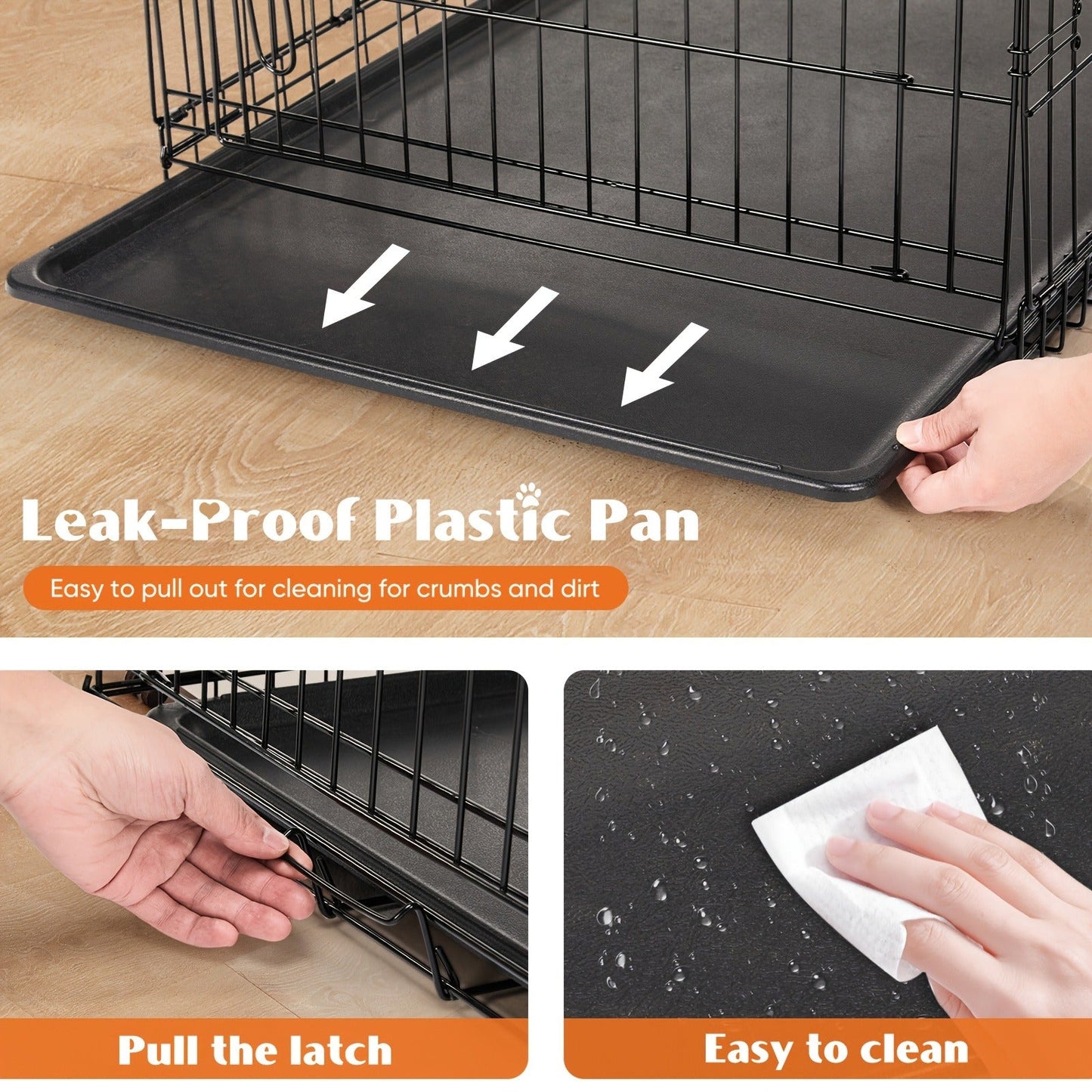 Folding Metal Dog Crate with Divider & Removable Tray – 36 Inch Portable Reinforced Kennel for Indoor & Outdoor Use