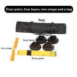 4 Bases + 4 Rods + 2 Hurdle Straps + 1 Storage Bag