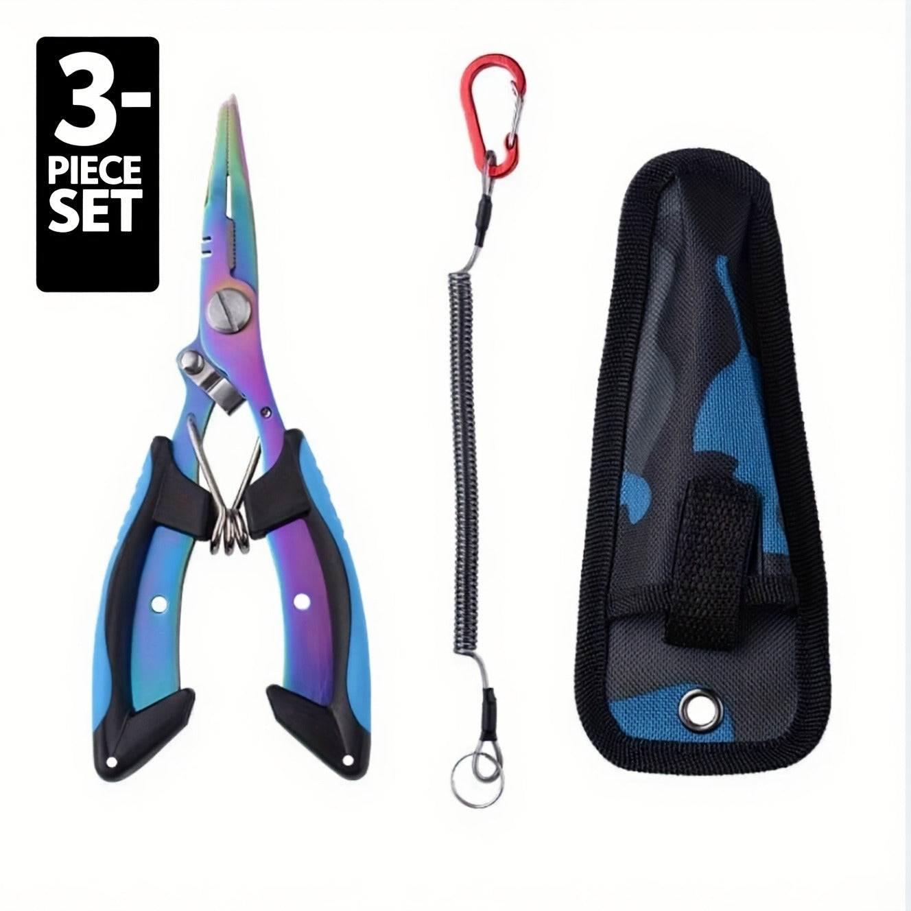 Fishing Pliers & Fish Gripper Set – Stainless Steel Hook Remover, Eagle-Beak Scissors, Line Retriever & Storage Bag