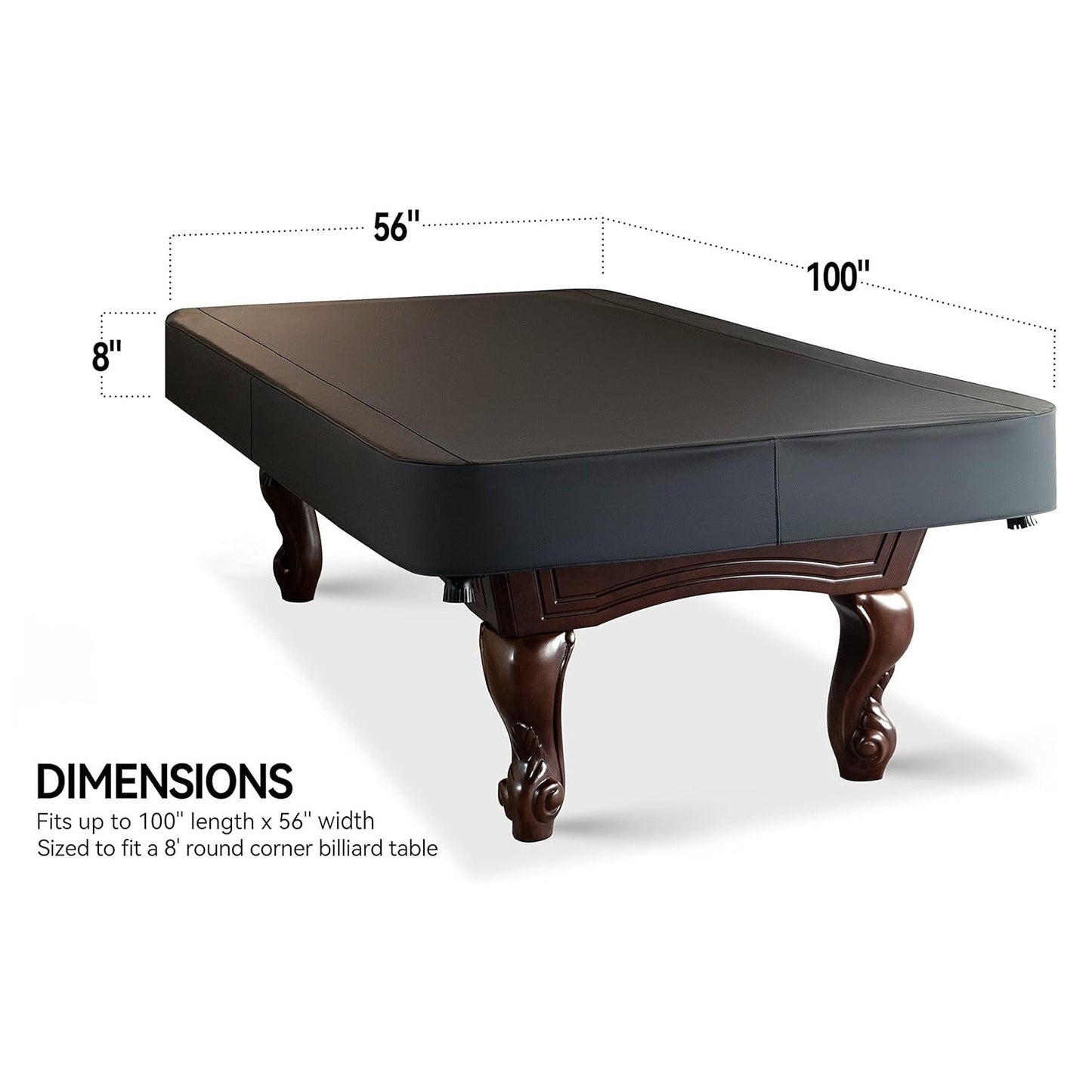 Leatherette Pool Table Cover 7 8 9FT Waterproof Tearproof Billiard Table Protector with Leg Cutouts Scratch-Resistant Easy-Clean Protective Cover Black