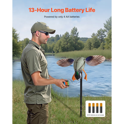Remote Control Duck Decoy with Spinning Wings – 120M Infrared RC Realistic Teal Hunting Decoy | Bionic Motion Wing Flapping, Head Turning & Water Gliding | HDPE Weatherproof, 13-Hour Battery Life