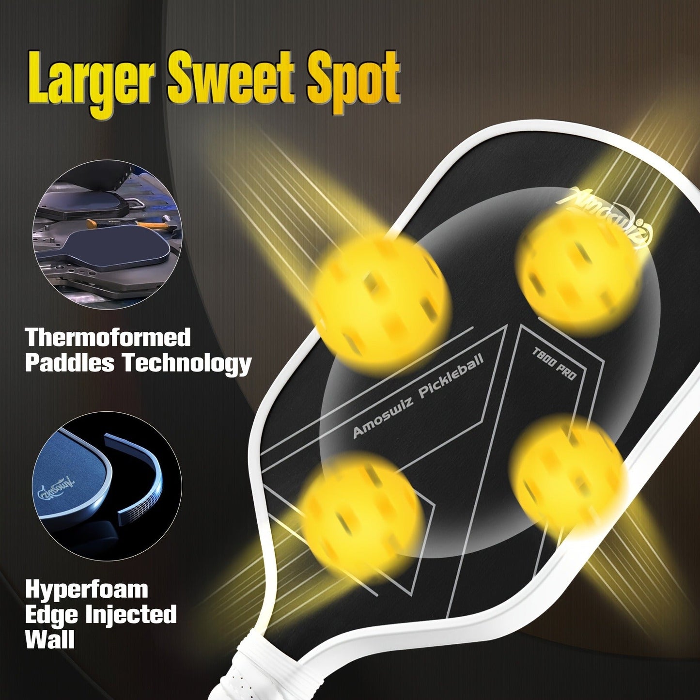 Carbon Fiber Pickleball Paddle T800 16mm Thermoformed - Elongated Pickleball Racket for Spin Power & Control, Upgraded 3-Layer Foam Edge, Includes Cover & Eraser, Great Gift for Men & Women