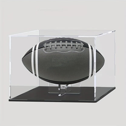 Acrylic Football Display Case Clear Crystal Box with Removable Football Stand Detachable Easy Assembly Memory Storage Display Box for Full Size Football Collectors Gift for Football Fans Athletes