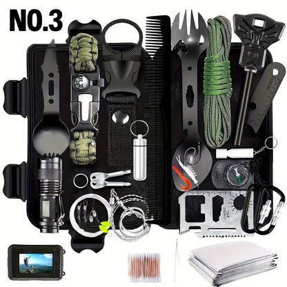 Tactical Survival Kit Multi-Tool Box – Emergency Outdoor Gear with Magnesium Fire Starter, Flint & First Aid Supplies for Camping, Hiking, Hunting & SOS Situations – Best Gift for Men