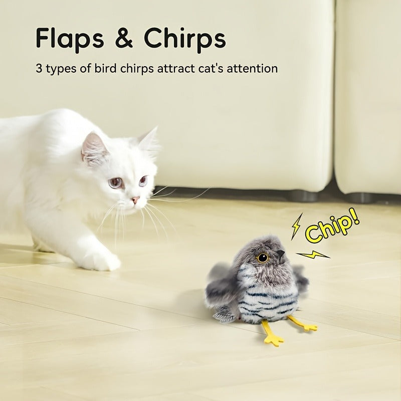 Flapping Bird Cat Toy with Realistic Chirping Sound - USB Rechargeable Interactive Plush Toy for Indoor Cats & Kittens, Smart Teaser for Exercise Enrichment & Boredom Relief
