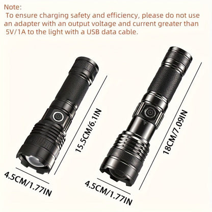 Survival Flashlight with Fire Starter - 3000 Lumen Rechargeable Aluminum Torch, Fresnel Lens Igniter, Zoomable LED, 18650 Battery for Wilderness Camping, Fishing & Emergency
