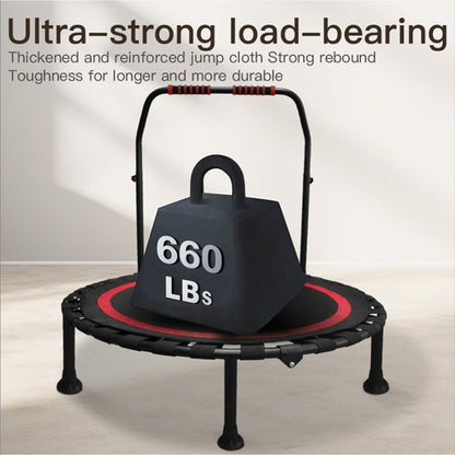 Rebounder Mini Trampoline 40 Inch Foldable with Adjustable Foam Handles - Bungee Elastic Strap Design, Thick Steel Frame, 600 lbs Capacity, Quiet Indoor Outdoor Fitness Trampoline, Green Red Blue
