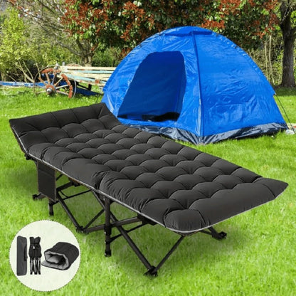 Folding Camping Cot Bed for Adults – Heavy Duty Double Layer Oxford Portable Camp Cot with Soft Pad & Carry Bag for Camping, Beach, Travel & Napping, 450/550/650 LBS Capacity Options