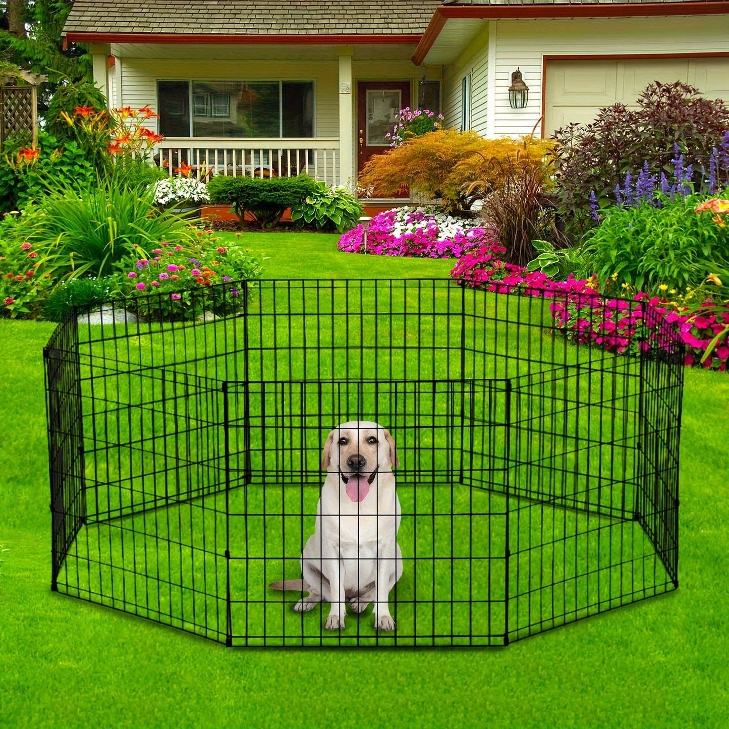 Foldable Metal Wire Dog Playpen & Pet Gate – 24/30/36/42" Indoor Outdoor Fence for Large Medium Small Dogs