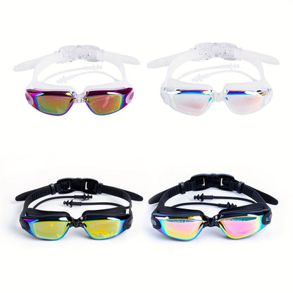 Anti-Fog Swimming Goggles for Adults – HD Clear Vision, Waterproof Silicone, Adjustable Strap, UV Protection for Pool & Outdoor Sports (4pcs)