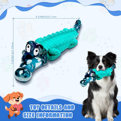 Indestructible Dog Chew Toy for Large & Medium Dogs - Tough Rubber Crocodile Chew Toy with Milk Flavor & Dental Ridges, Durable Dog Toys for Aggressive Chewers 20-100 lbs, Reduces Anxiety & Boredom