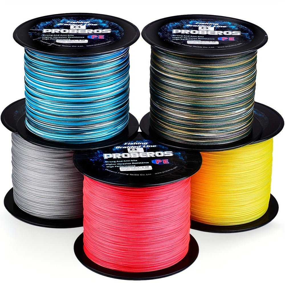 8-Strand Braided Fishing Line 1094 Yards – Zero Stretch, Abrasion Resistant Superline | 10LB–100LB | Gray, Green, Blue Camo, Green Camo