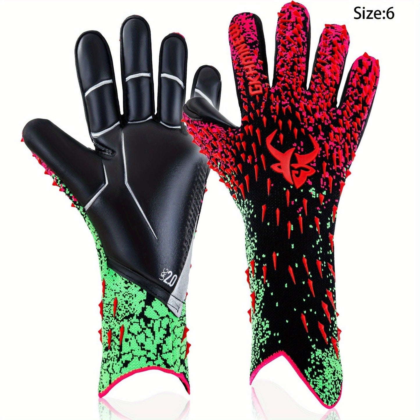 Soccer Goalkeeper Gloves with 4mm Grip Palm - Ventilated Goalie Gloves for Youth & Adults, Flexible Finger Protection, Sizes 6-10, Black Green, Red Green, Blue Pink