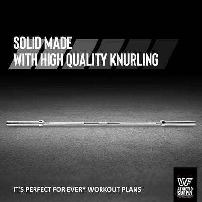 6FT Olympic Barbell Bar 2 Inch | 28mm Grip Shaft Cold Rolled Steel | 30lb Weightlifting Bar for Squat Deadlift Bench Press Powerlifting | Home Gym Strength Training Chrome Black